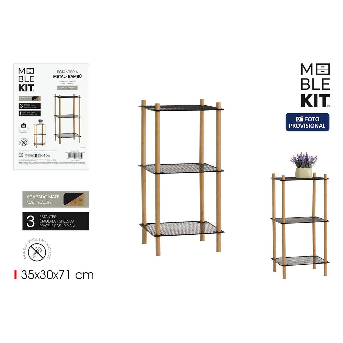 Estantería MobleKit Metal Bambú 35 x 30 x 71 cm (6 Unidades)