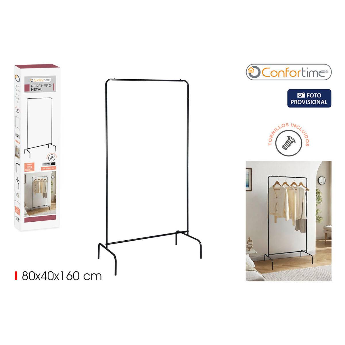 Perchero MobleKit Negro 16 mm 80 x 40 x 160 cm (6 Unidades)