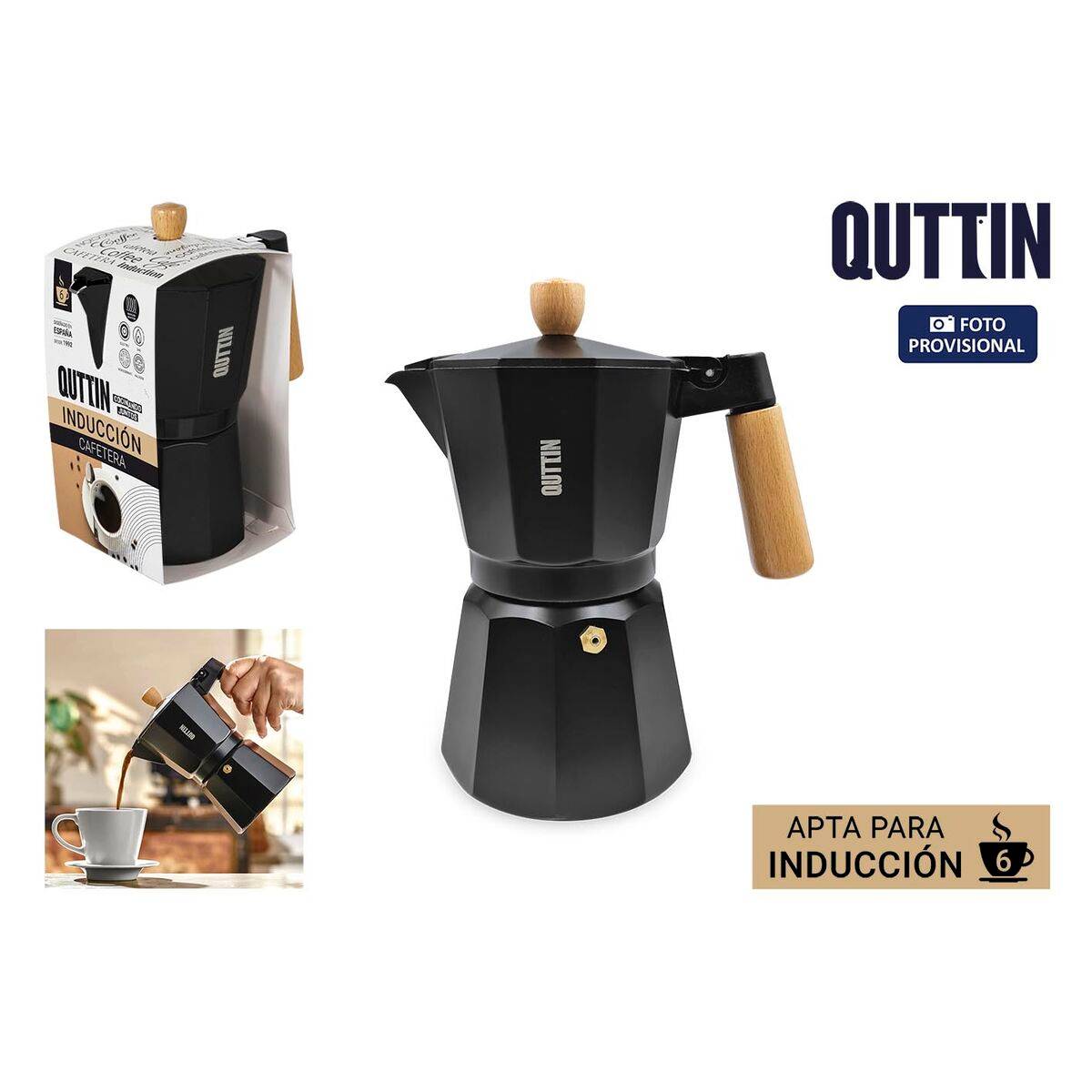 Cafetera Italiana Quttin Aluminio 0,3 L (6 Unidades)