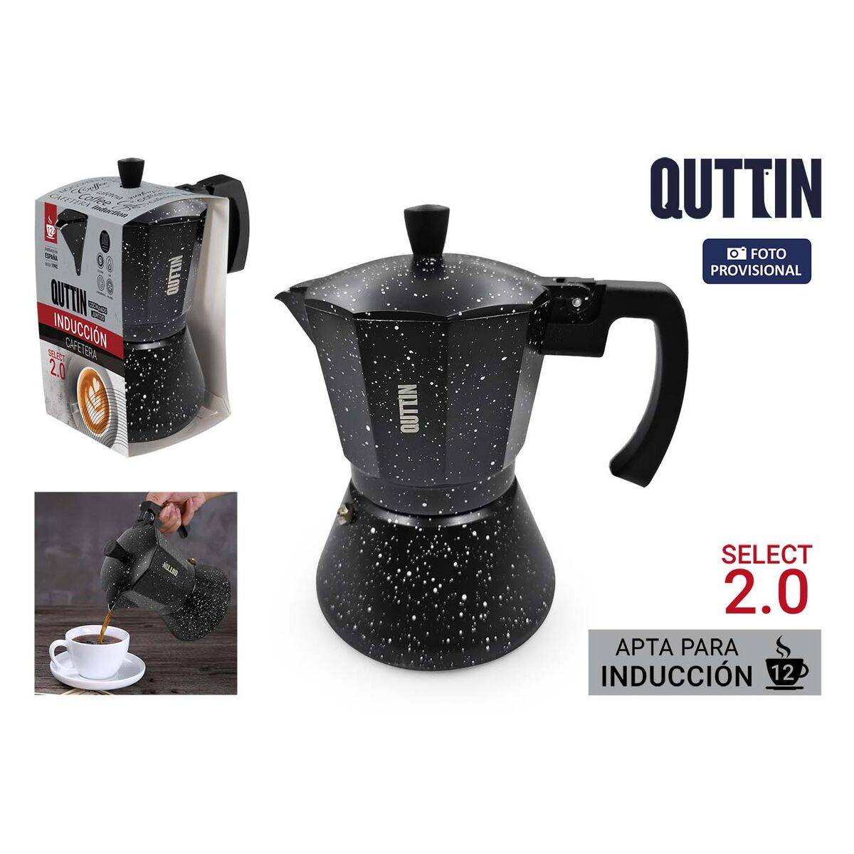 Cafetera Italiana Quttin Aluminio 0,6 L (6 Unidades)