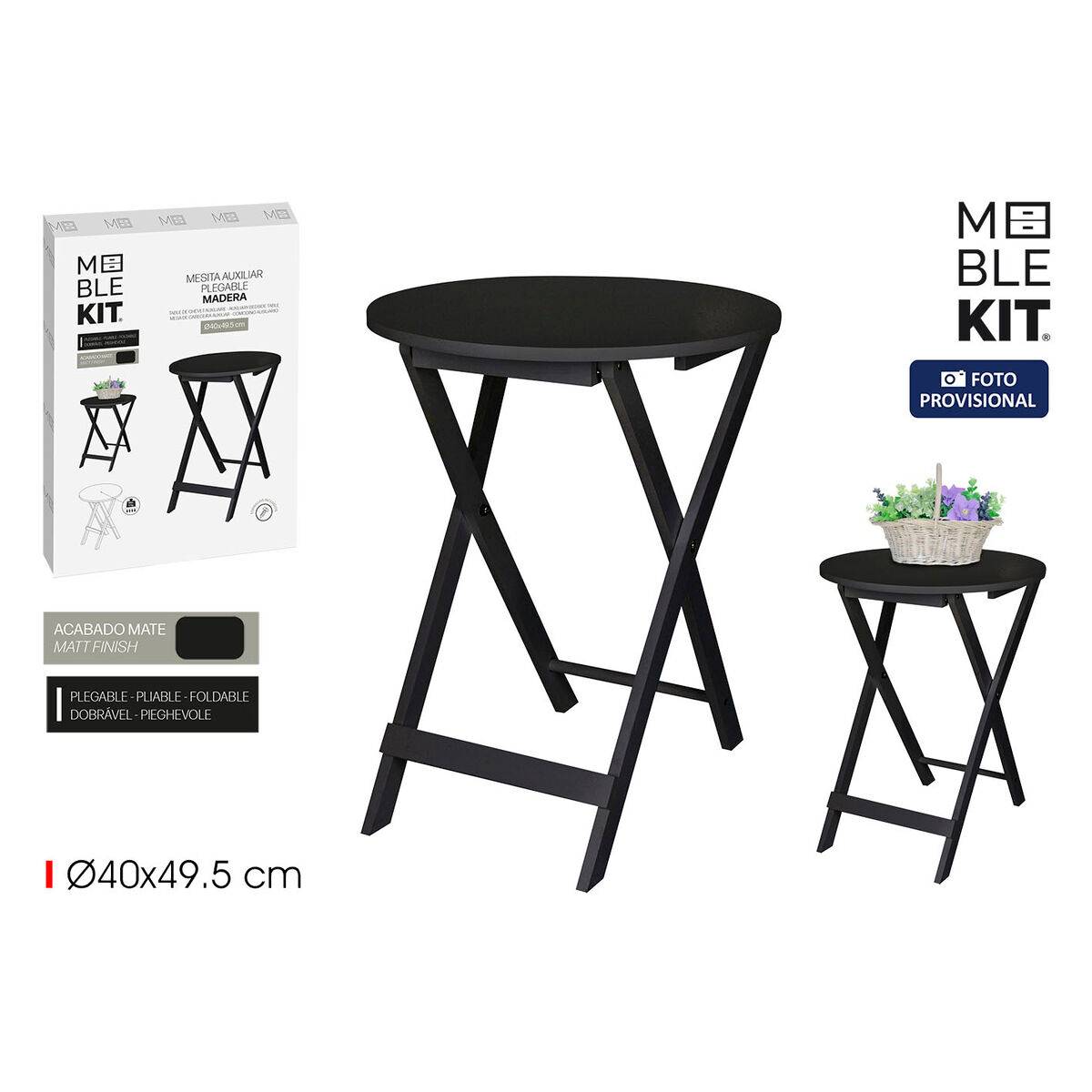 Mesa auxiliar MobleKit Negro 40 x 40 x 49,5 cm (4 Unidades)