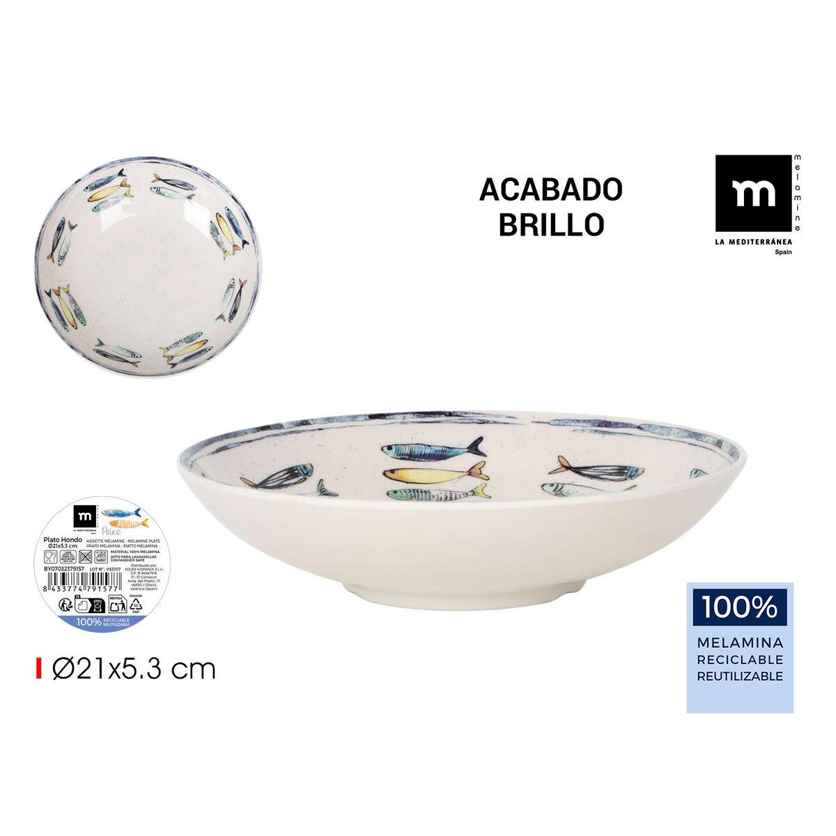 Plato Hondo Alfares PEIXE 21 x 5,3 cm (24 Unidades)
