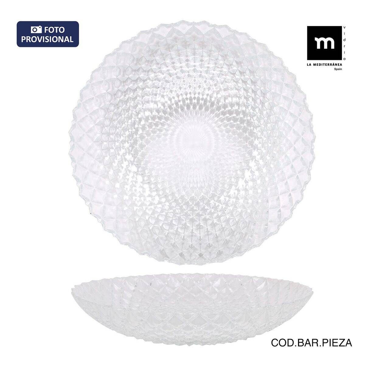 Plato Hondo La Mediterránea Diamond Transparente Vidrio Ø 20 cm (12 Unidades)