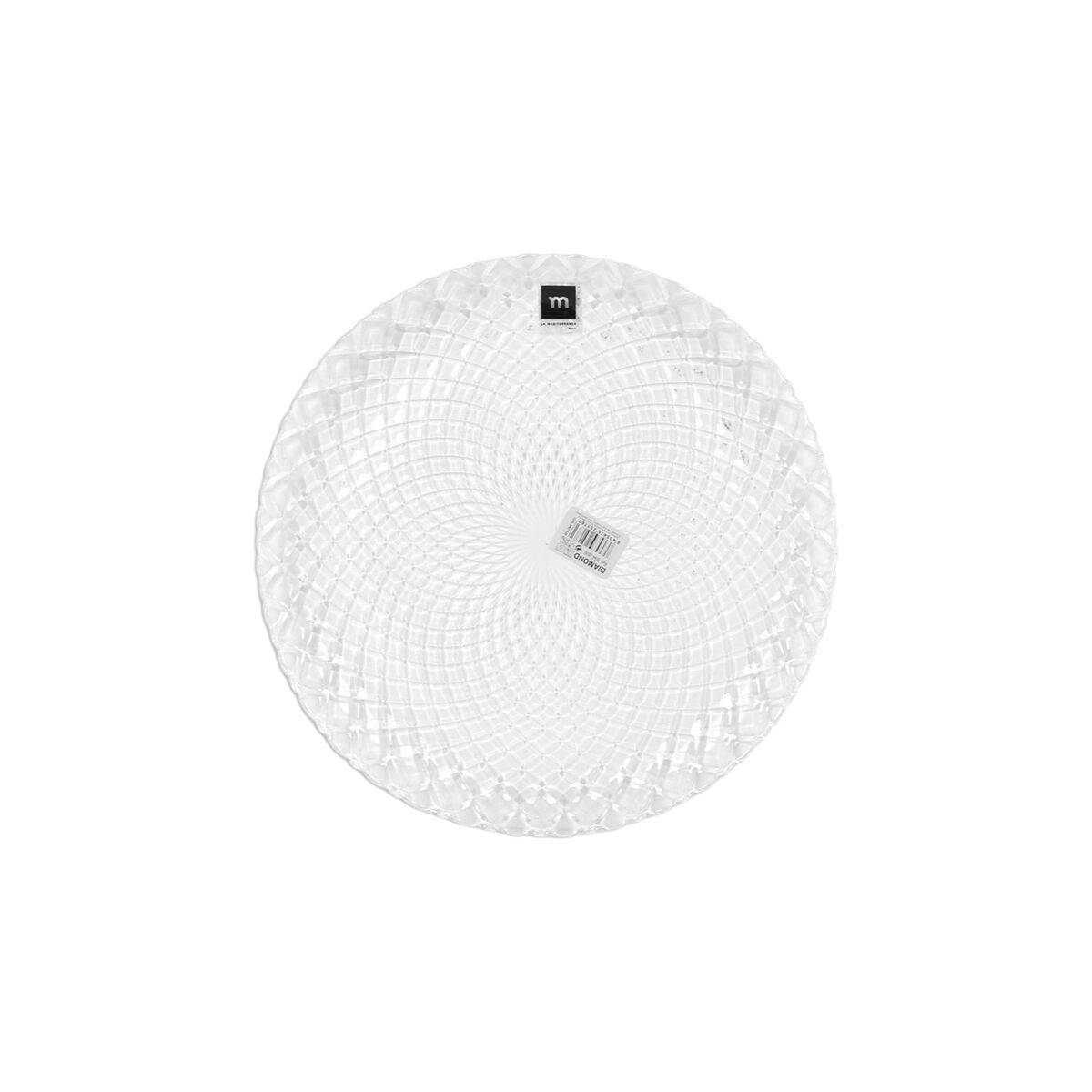 Plato Llano La Mediterránea Diamond Transparente Vidrio Ø 26 cm (12 Unidades)