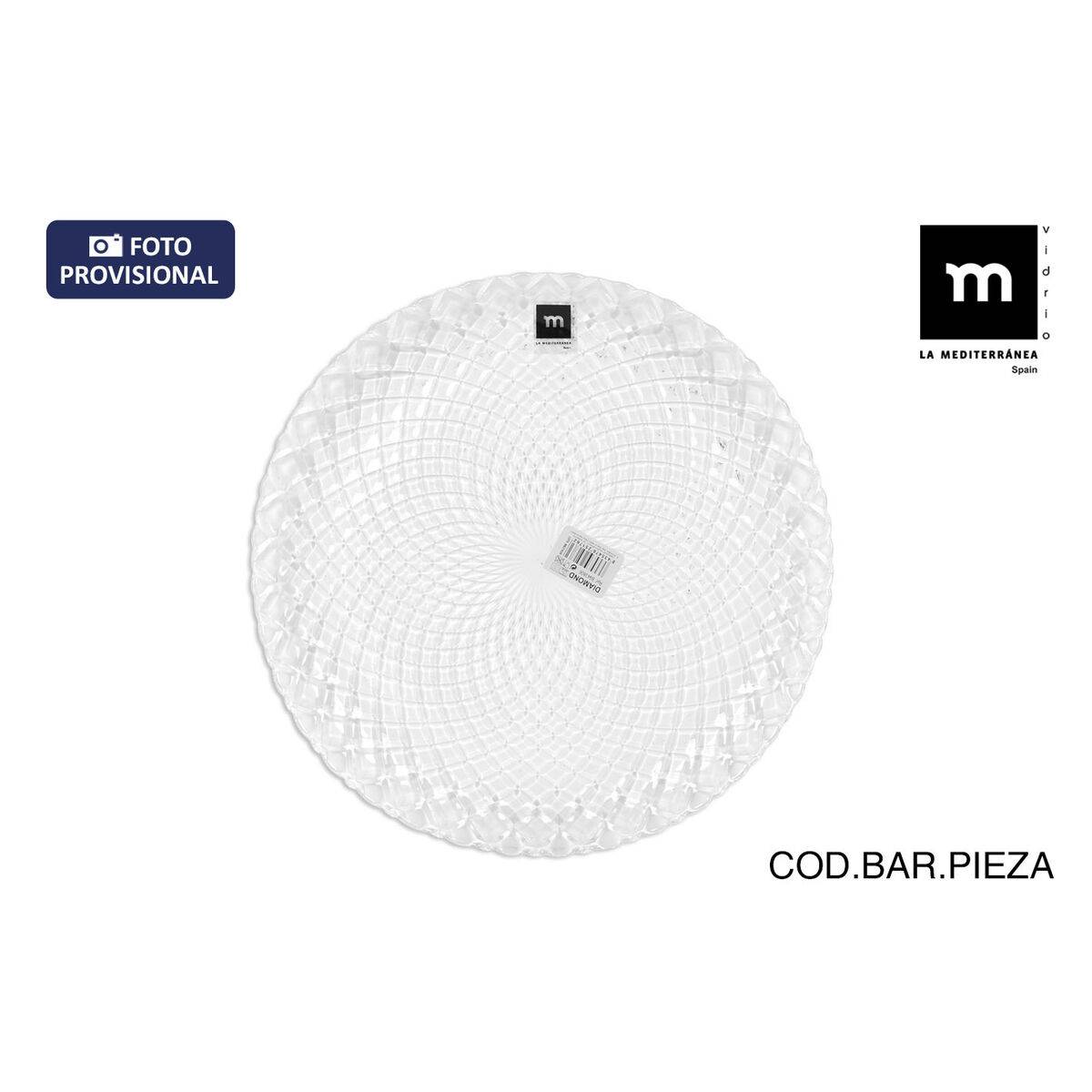Plato Llano La Mediterránea Diamond Transparente Vidrio Ø 26 cm (12 Unidades)