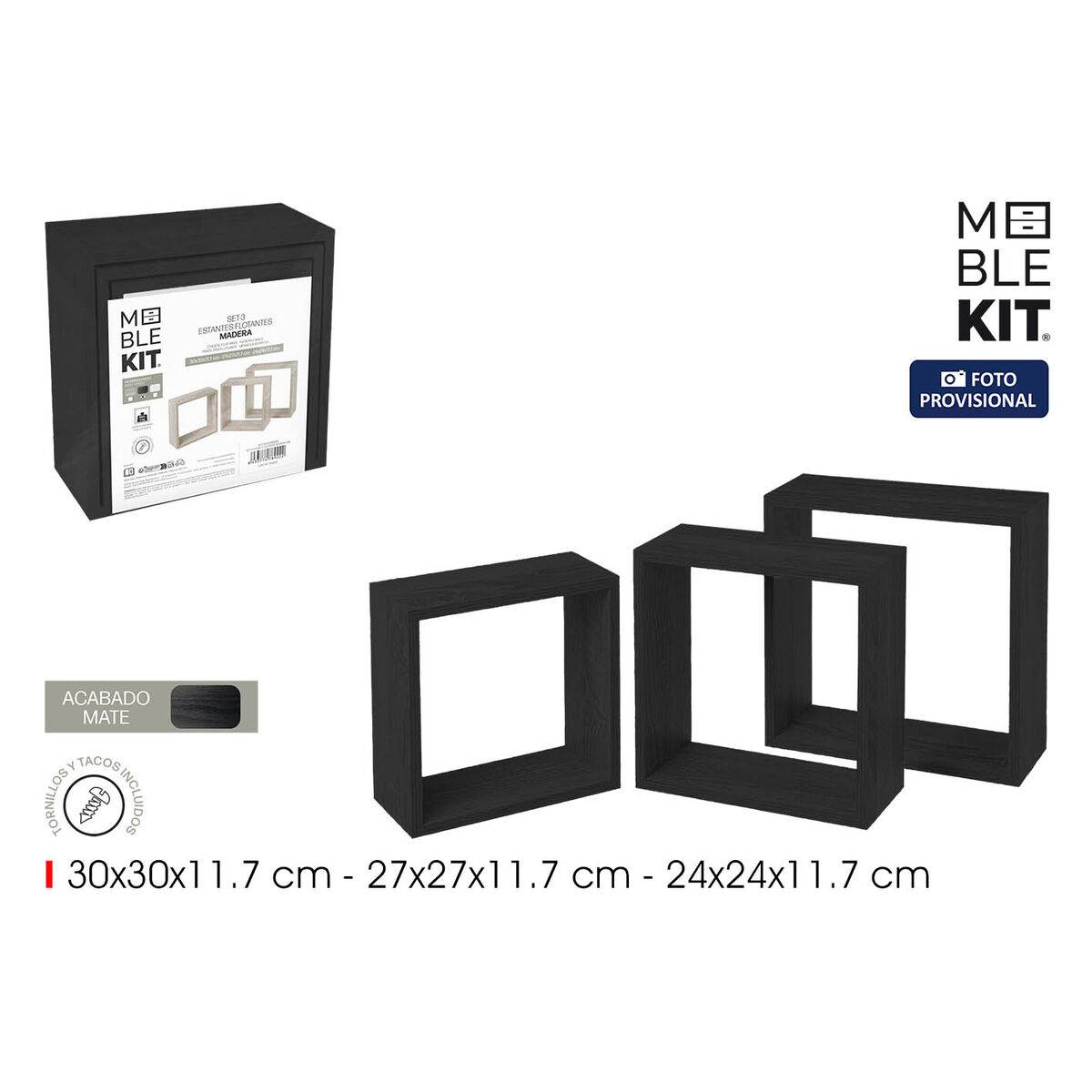 Estantes MobleKit Negro 3 Piezas (4 Unidades)