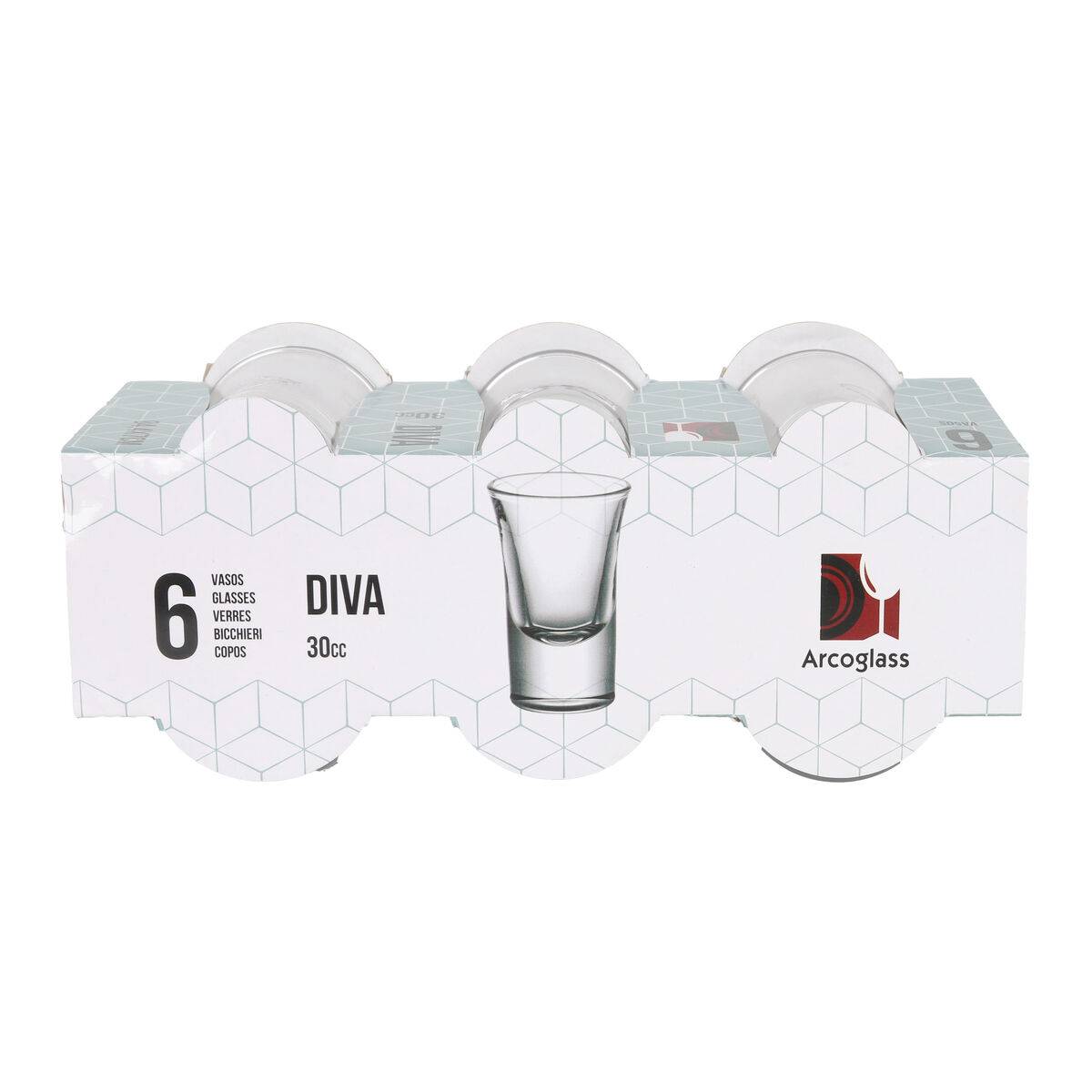 Set de Vasos de Chupito La Mediterránea Diva Transparente Vidrio 30 ml 6 Piezas (12 Unidades)