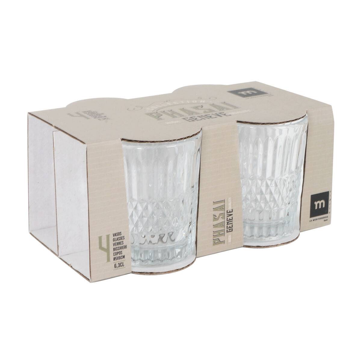 Set de Vasos de Chupito La Mediterránea Phasai geneve Transparente Vidrio 63 ml 4 Piezas (24 Unidades)