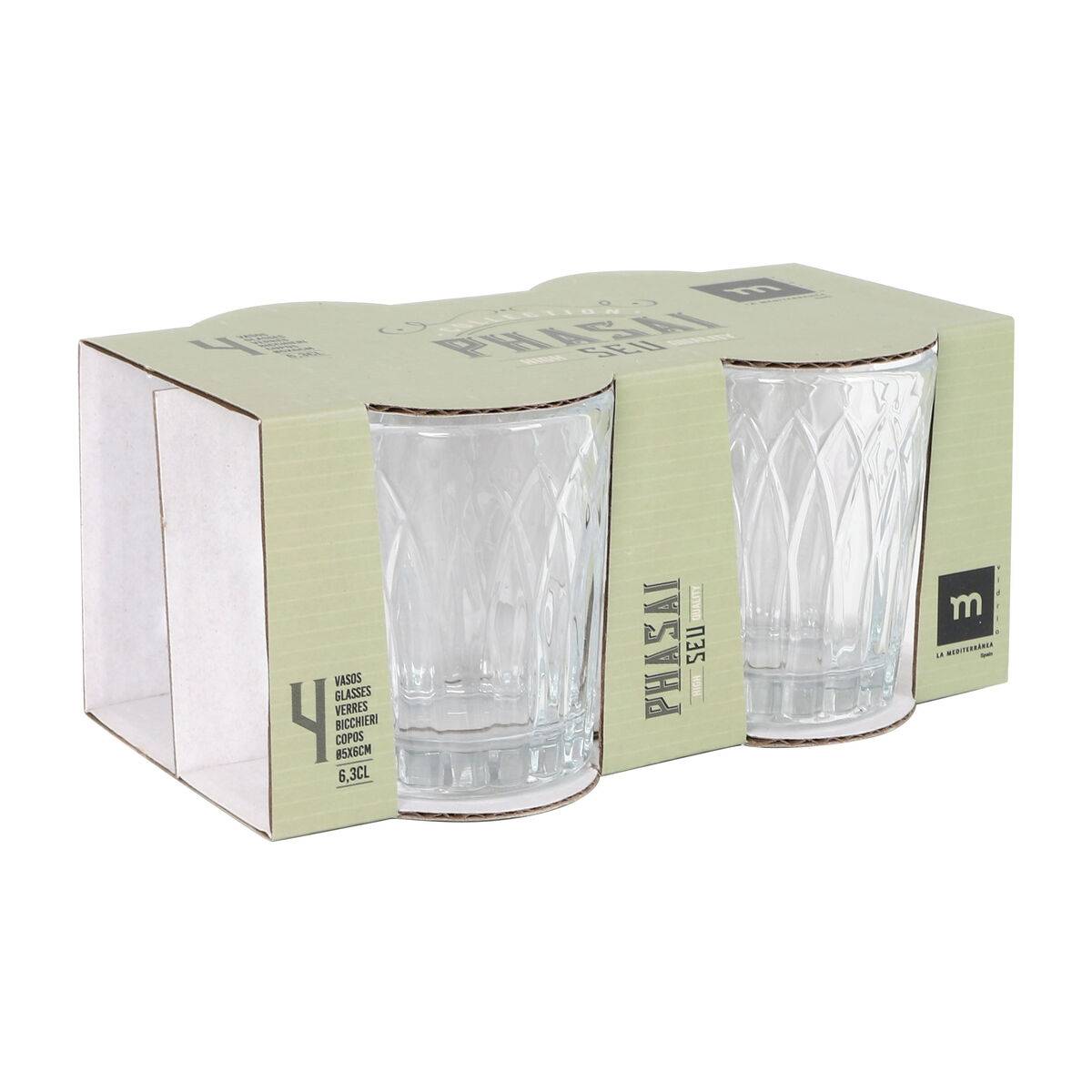 Set de Vasos de Chupito La Mediterránea Phasai seu Transparente Vidrio 63 ml 4 Piezas (24 Unidades)