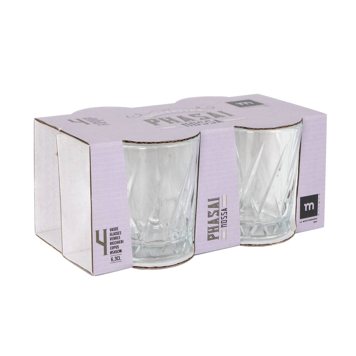 Set de Vasos de Chupito La Mediterránea Phasai nossa Transparente Vidrio 63 ml 4 Piezas (24 Unidades)