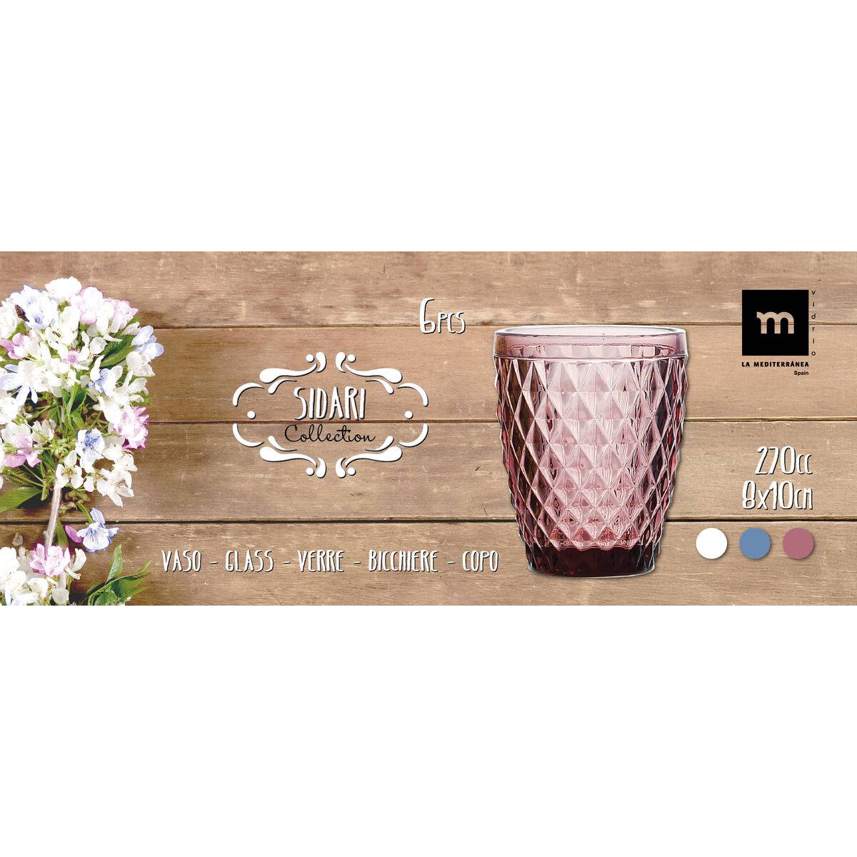 Vaso La Mediterránea Sidari Morado Vidrio 270 ml (48 Unidades)
