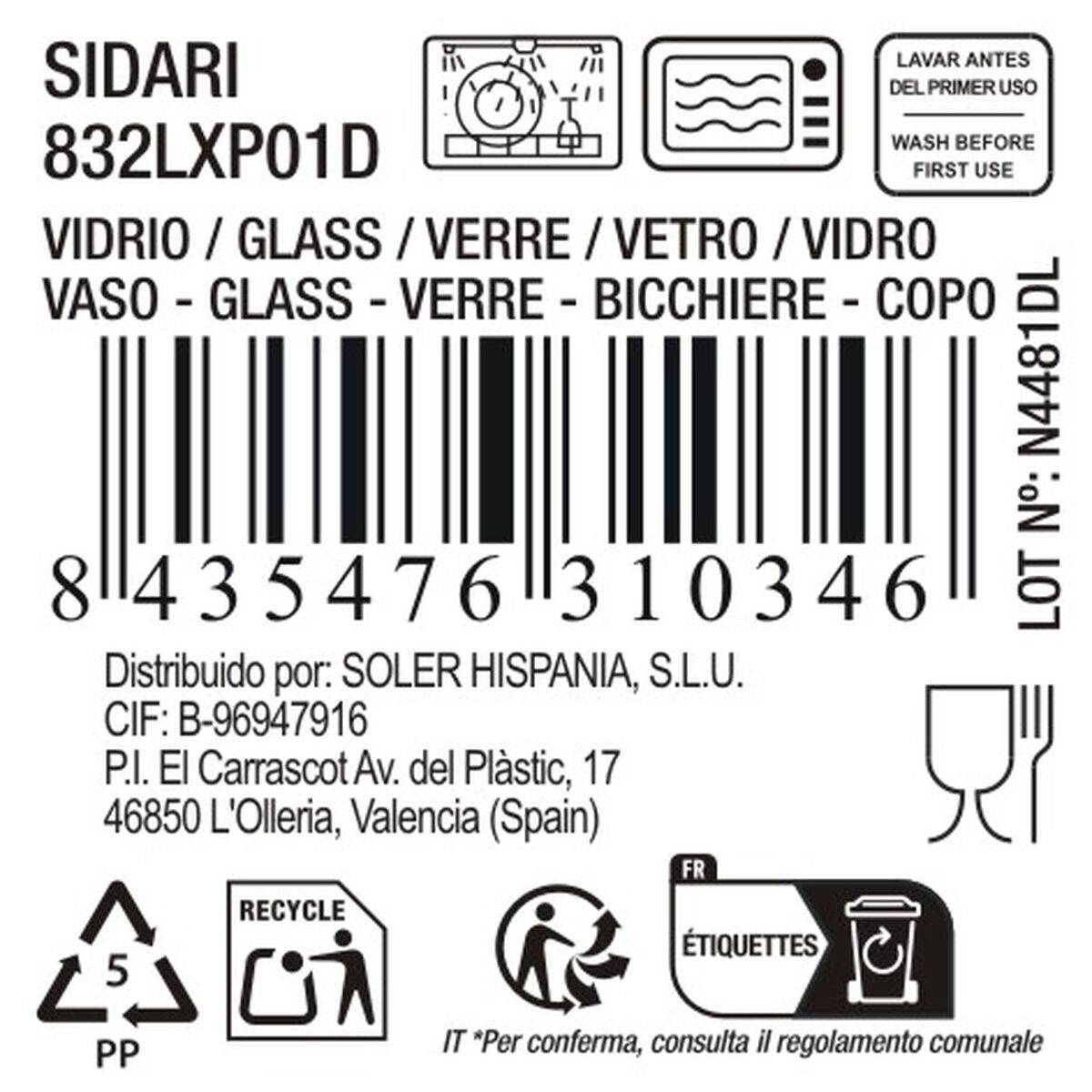 Vaso La Mediterránea Sidari Morado Vidrio 270 ml (48 Unidades)