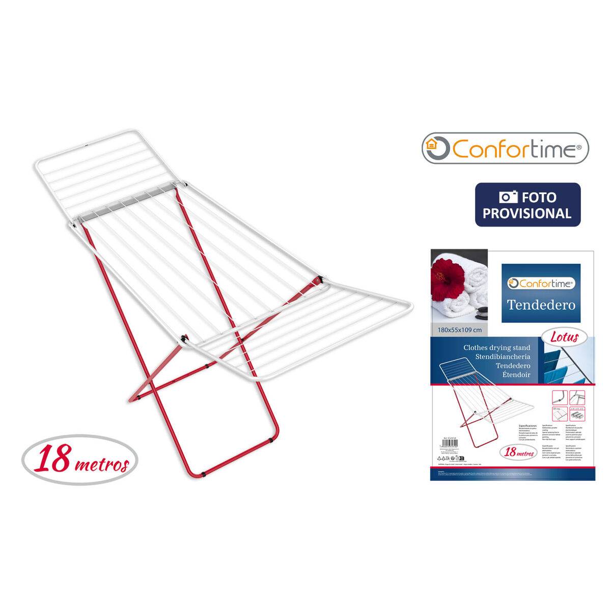 Tendedero Confortime Lotus Blanco Rojo Metal 180 x 55 x 109 cm (6 Unidades)