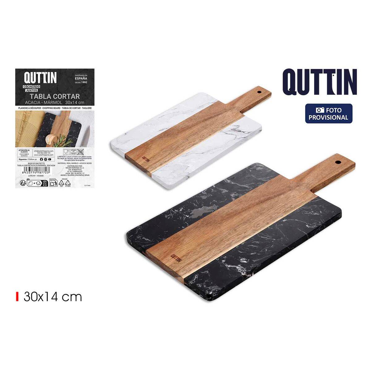Tabla de cortar Quttin 30 x 14 cm Mármol Madera de acacia (12 Unidades)