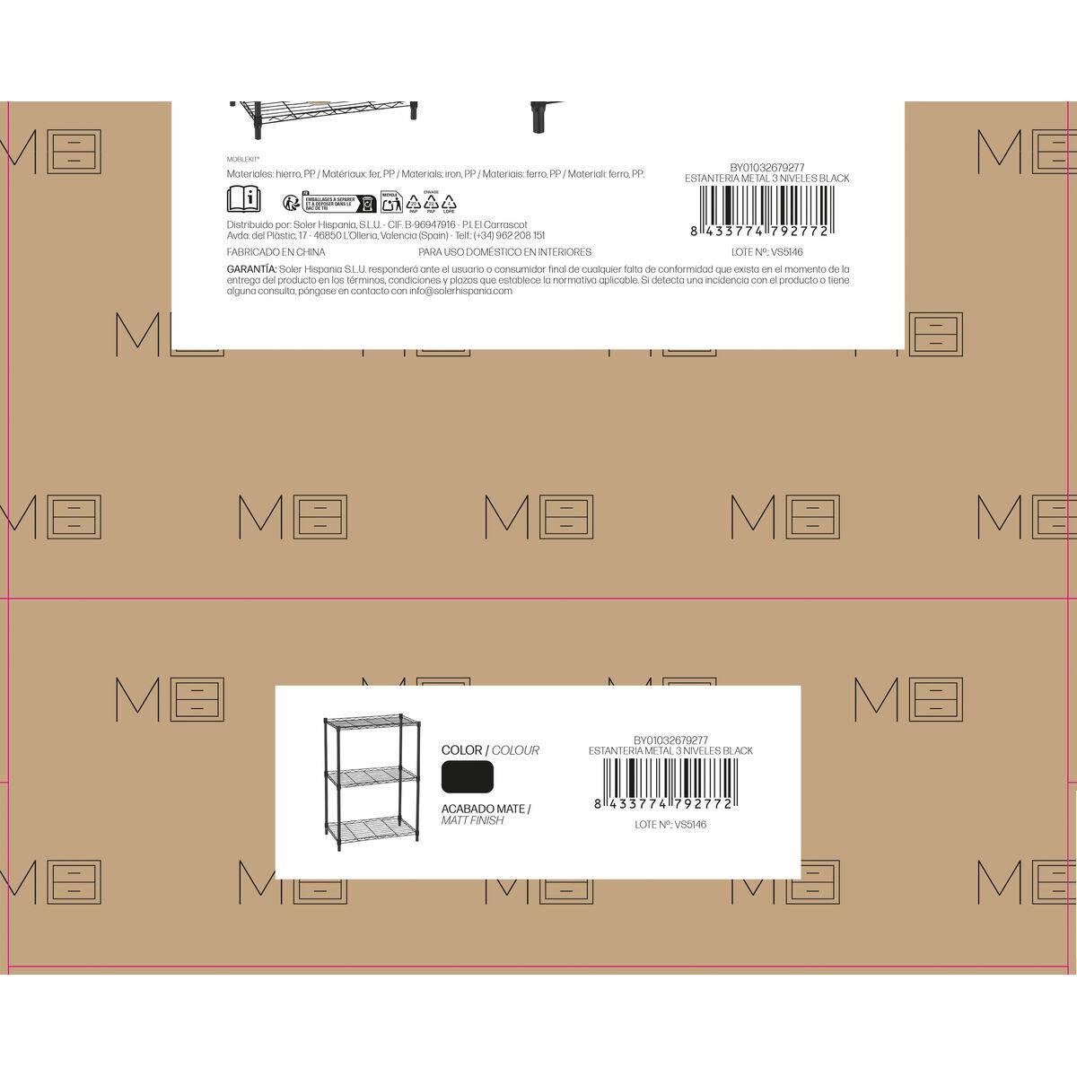 Estantería MobleKit Negro Metal 56 x 35 x 82 cm (2 Unidades)