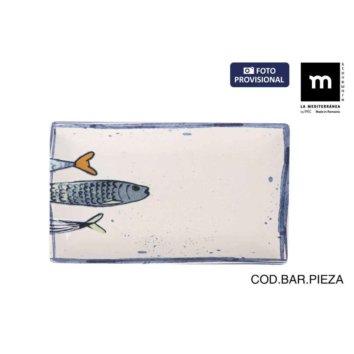 Fuente de Cocina La Mediterránea Peixe 2.0 Multicolor Cerámica Rectangular 25,3 x 15 x 2 cm (18 Unidades)