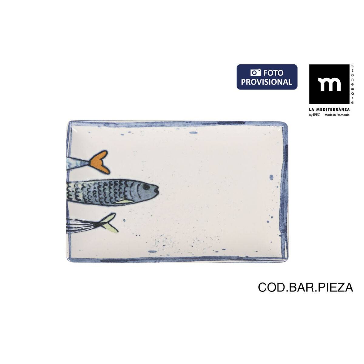Bandeja de Aperitivos La Mediterránea Peixe 2.0 Multicolor Rectangular 20 x 13 x 2 cm Cerámica (24 Unidades)