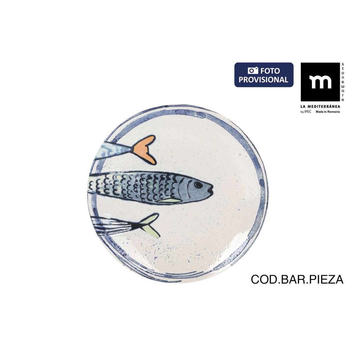 Plato de Postre La Mediterránea Peixe 2.0 Multicolor Cerámica Ø 20 cm (12 Unidades)