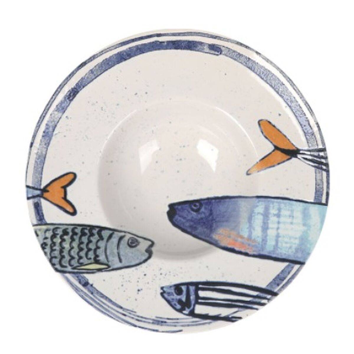 Plato para Pasta La Mediterránea Peixe 2.0 Multicolor Cerámica Ø 28 cm (6 Unidades)