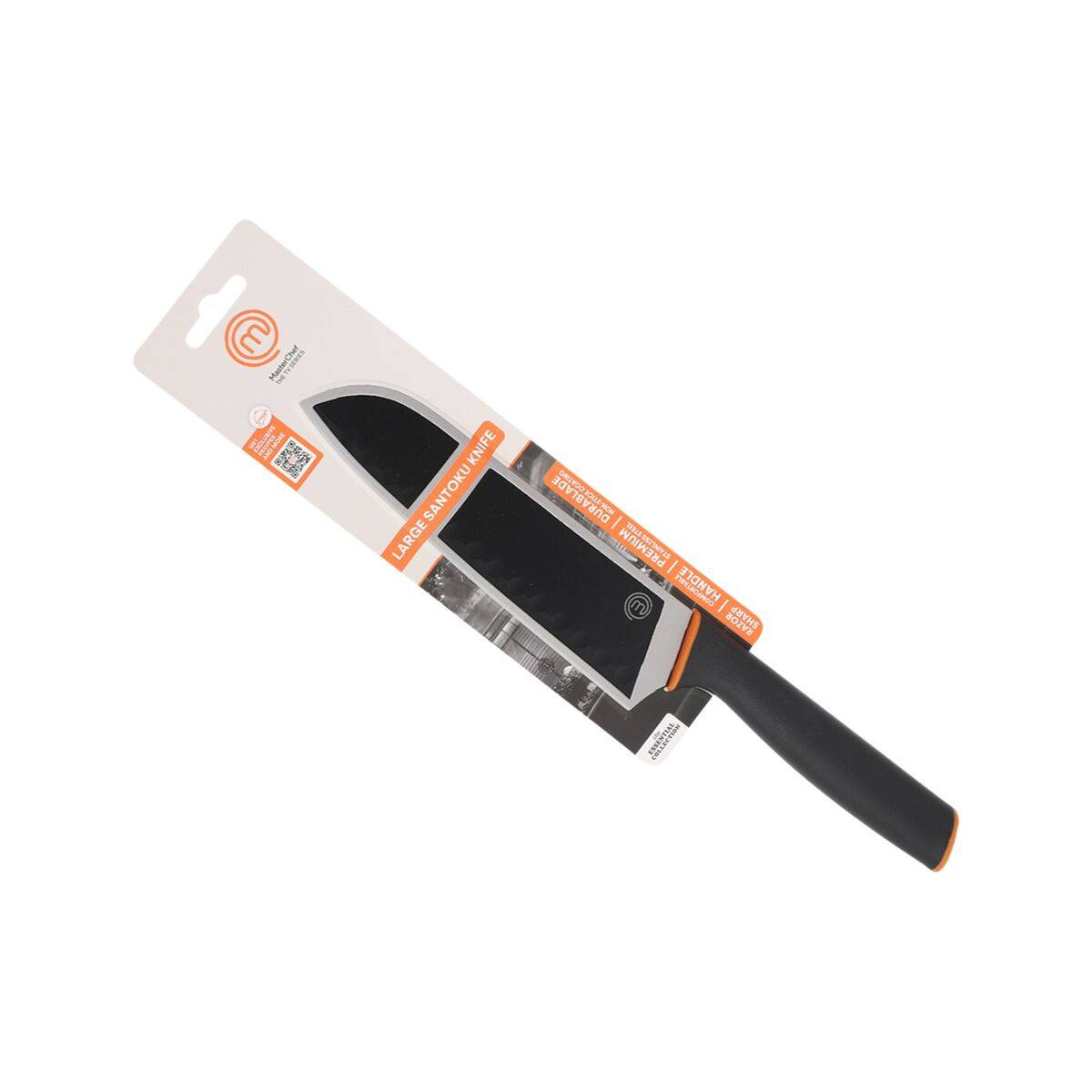 Cuchillo de Cocina MasterChef SANTOKU Negro Plateado Acero Inoxidable 18 cm (12 Unidades)