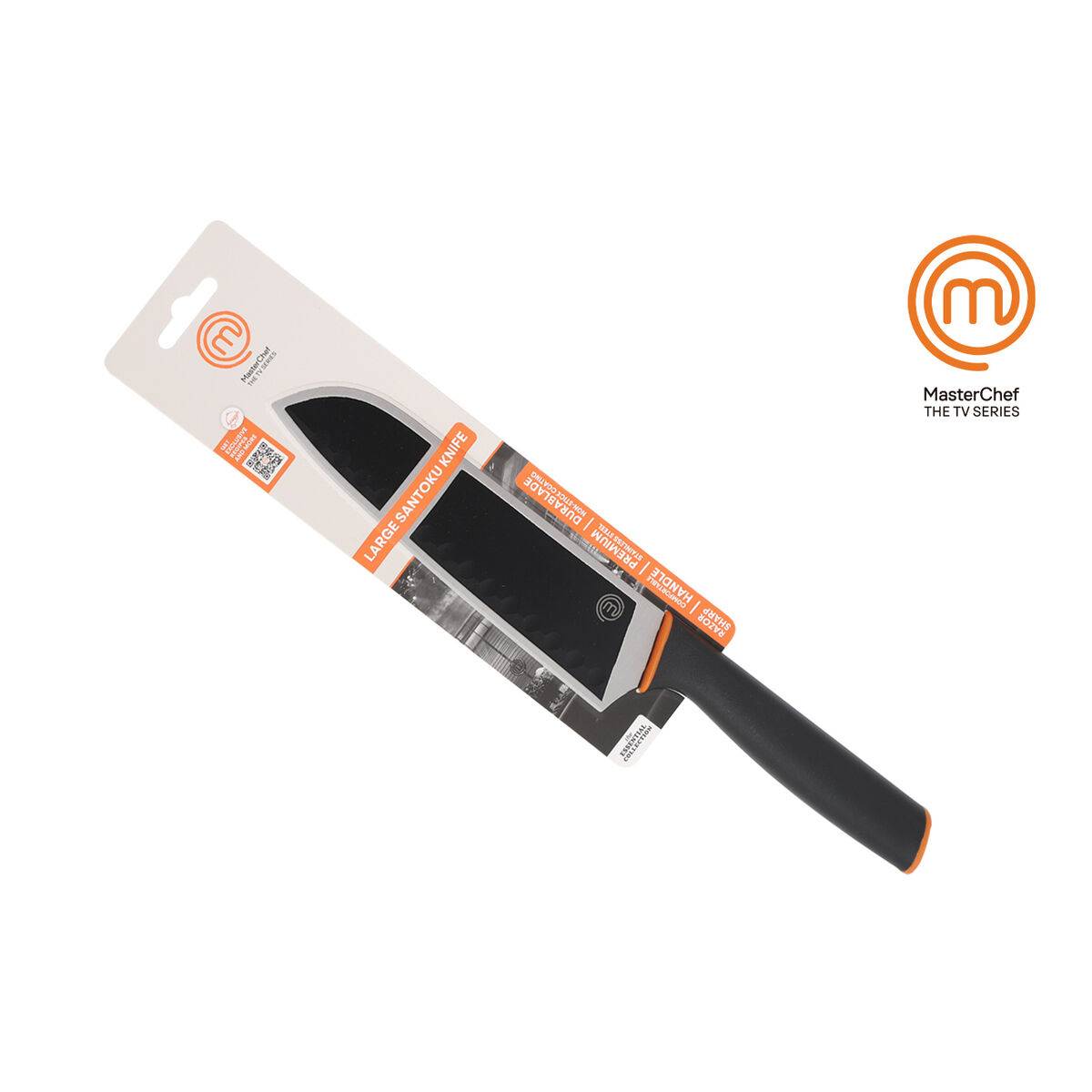 Cuchillo de Cocina MasterChef SANTOKU Negro Plateado Acero Inoxidable 18 cm (12 Unidades)