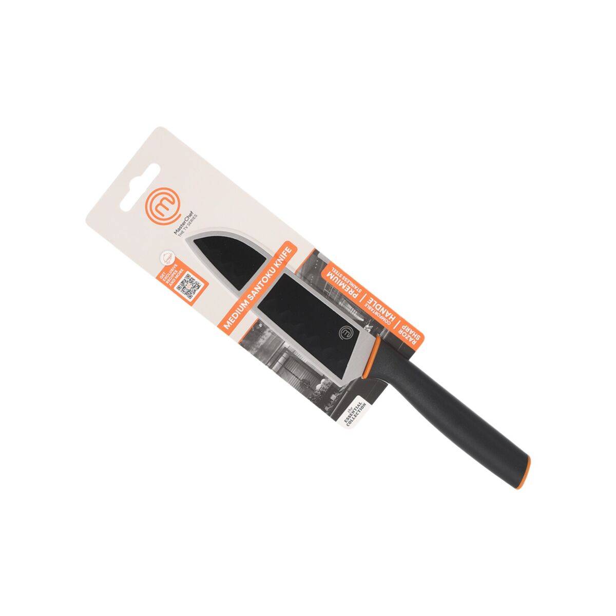 Cuchillo de Cocina MasterChef SANTOKU Negro Plateado Acero Inoxidable 13 cm (12 Unidades)