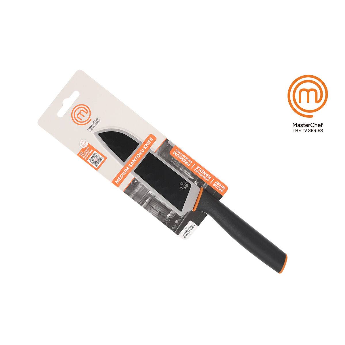 Cuchillo de Cocina MasterChef SANTOKU Negro Plateado Acero Inoxidable 13 cm (12 Unidades)