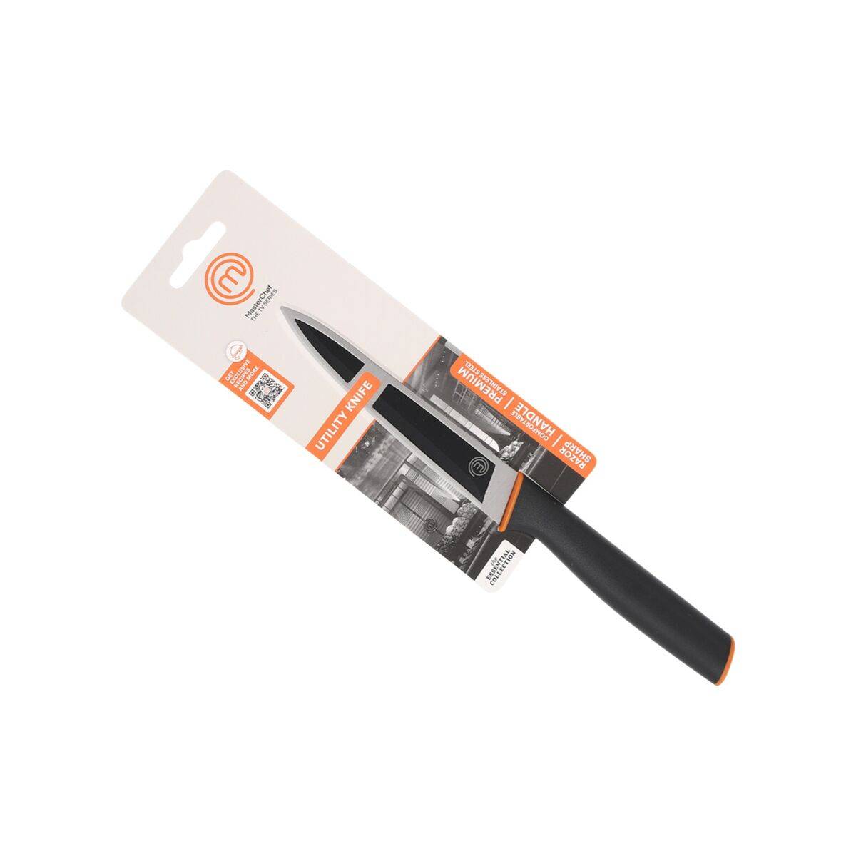 Cuchillo de Cocina MasterChef Negro Plateado Acero Inoxidable 13 cm (12 Unidades)