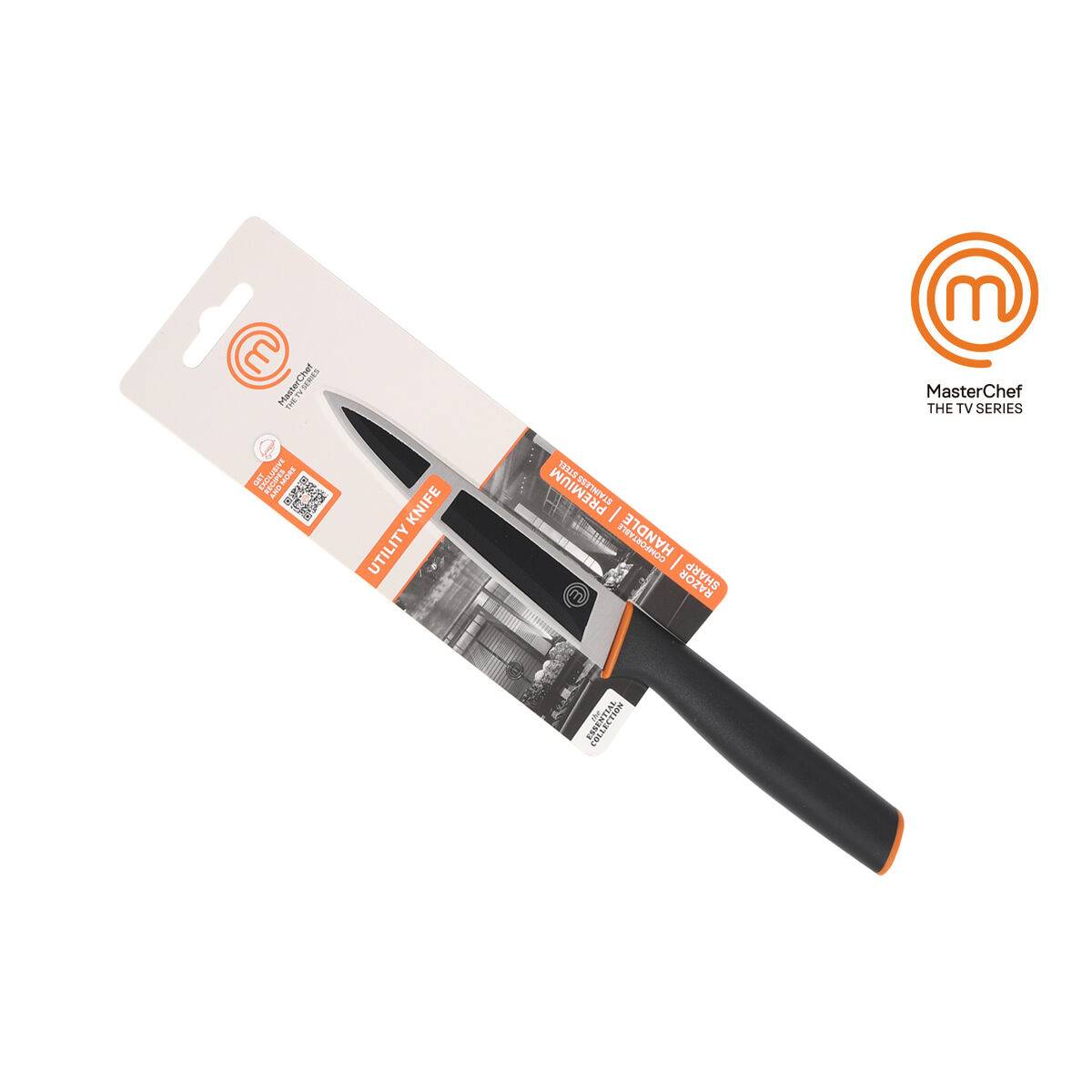 Cuchillo de Cocina MasterChef Negro Plateado Acero Inoxidable 13 cm (12 Unidades)