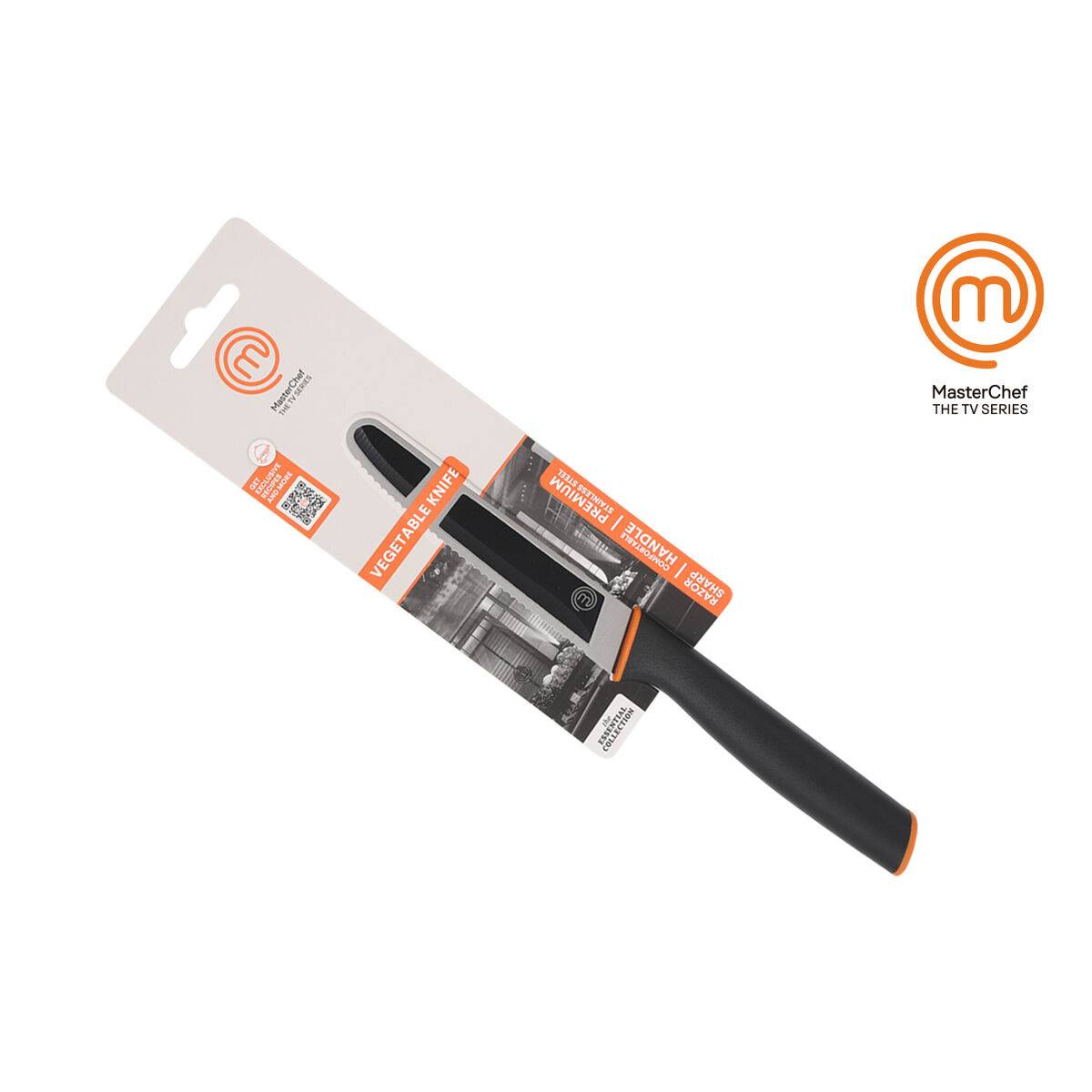 Cuchillo Pelador de Verduras MasterChef Negro Plateado Acero Inoxidable 11,5 cm (12 Unidades)