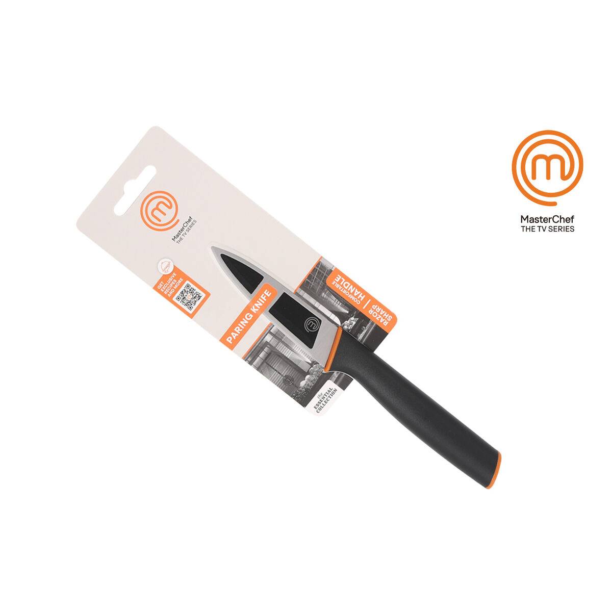 Cuchillo de Cocina MasterChef Negro Plateado Acero Inoxidable 9 cm (12 Unidades)