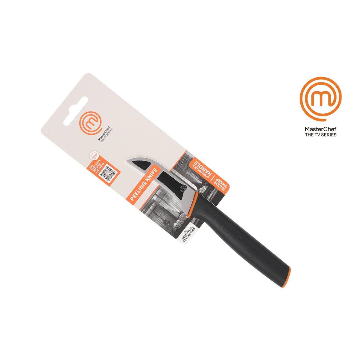 Cuchillo Pelador MasterChef Negro Plateado Acero Inoxidable 7,5 cm (12 Unidades)