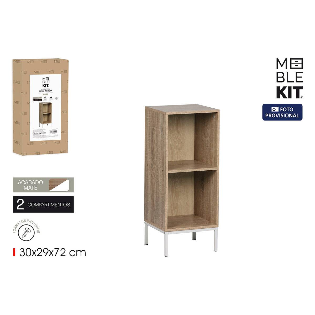 Estantería MobleKit Blanco Marrón Metal Madera MDF 30 x 29 x 72 cm (3 Unidades)