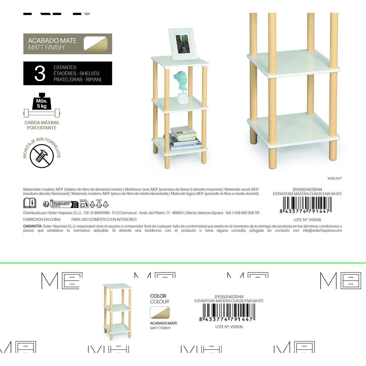 Estantería MobleKit Blanco Marrón Madera 35 x 35 x 75 cm (2 Unidades)