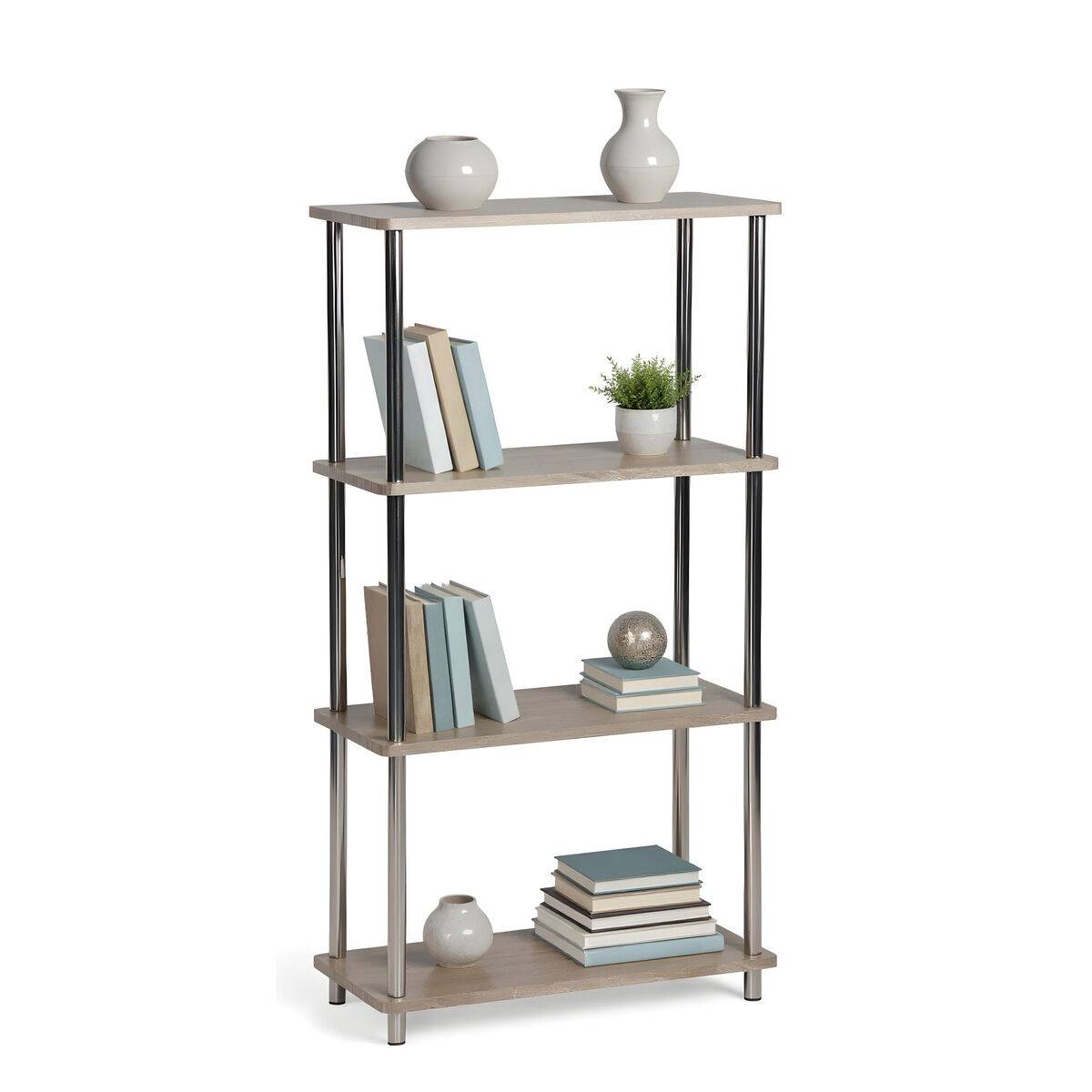 Estantería MobleKit Marrón Plateado Madera Acero 60 x 29,5 x 112 cm (2 Unidades)