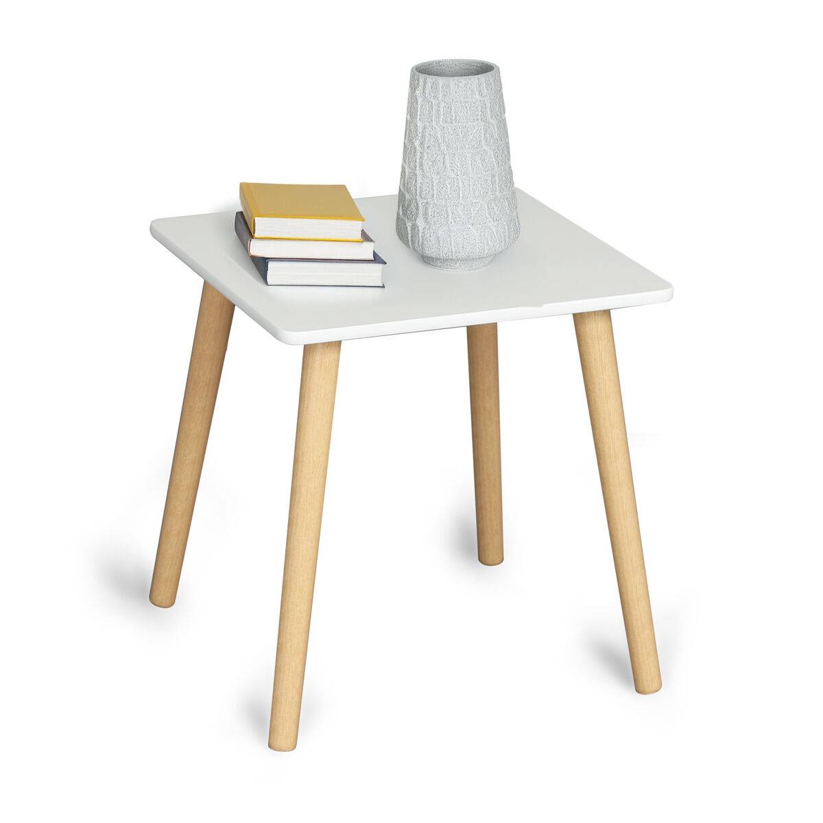 Mesa auxiliar MobleKit Blanco Marrón 40 x 40 x 40 cm (2 Unidades)