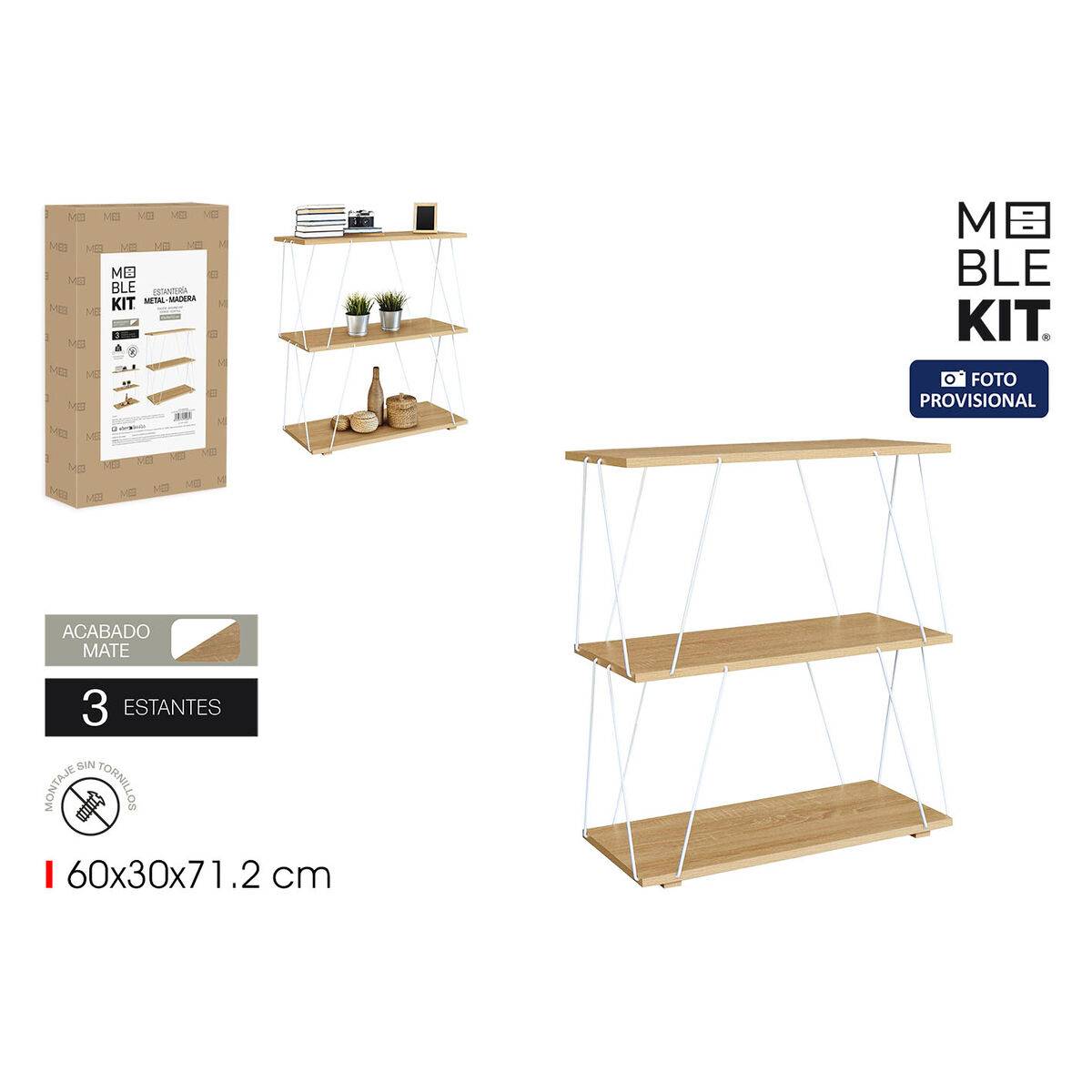 Estantería MobleKit Blanco Marrón Madera Metal 60 x 30 x 71,2 cm (2 Unidades)