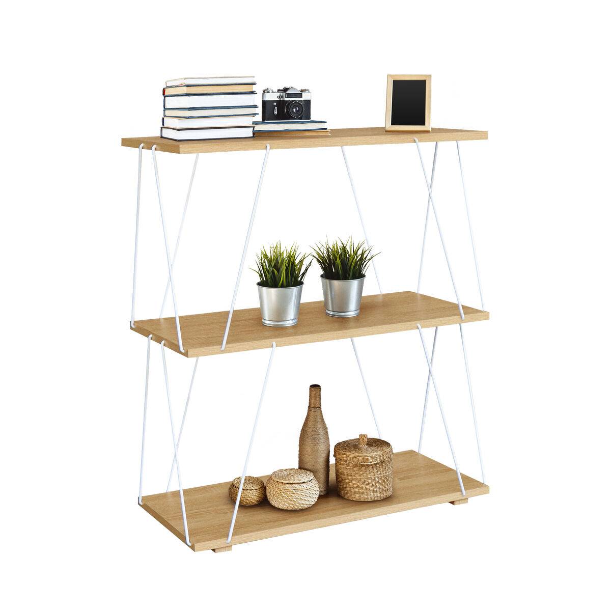 Estantería MobleKit Blanco Marrón Madera Metal 60 x 30 x 71,2 cm (2 Unidades)