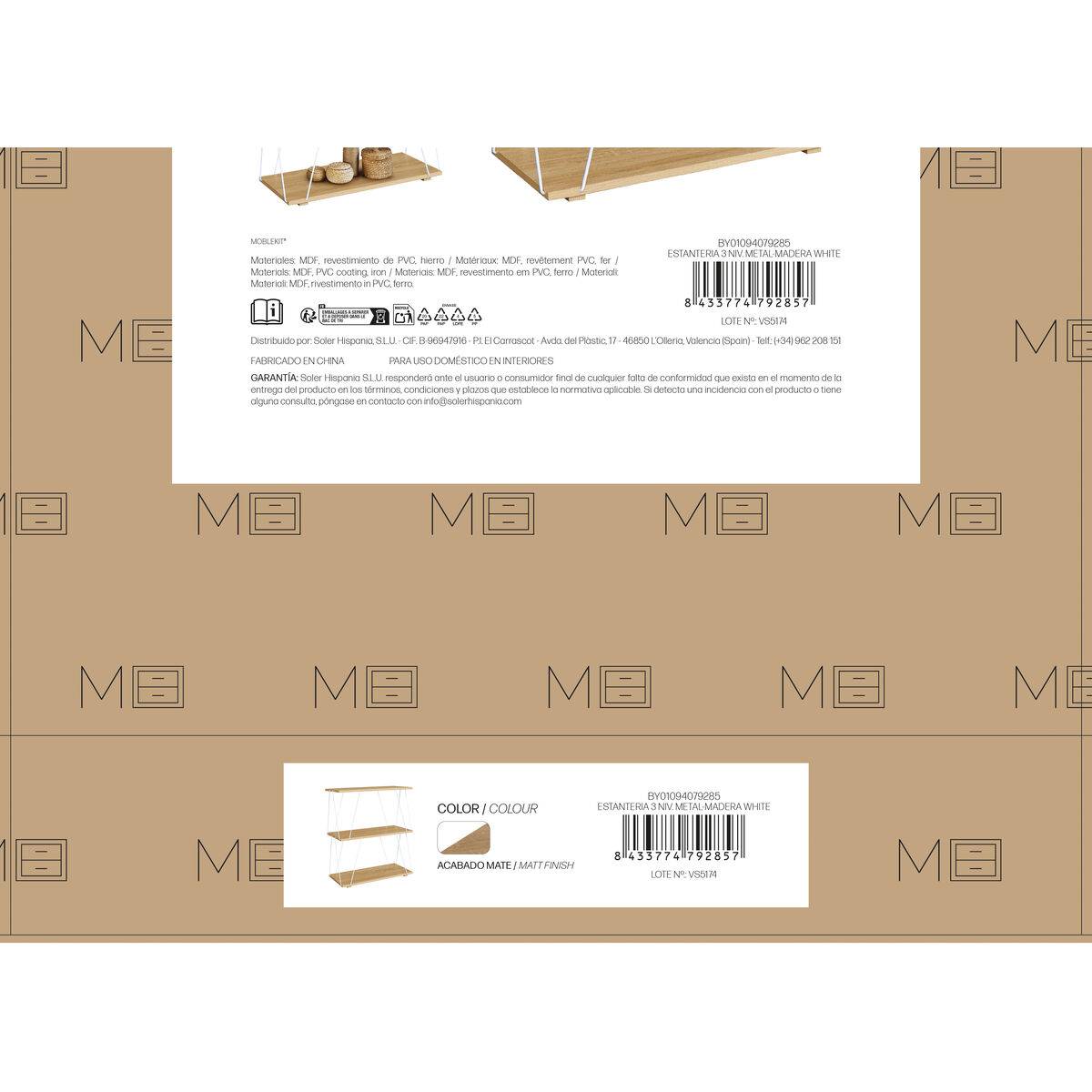 Estantería MobleKit Blanco Marrón Madera Metal 60 x 30 x 71,2 cm (2 Unidades)