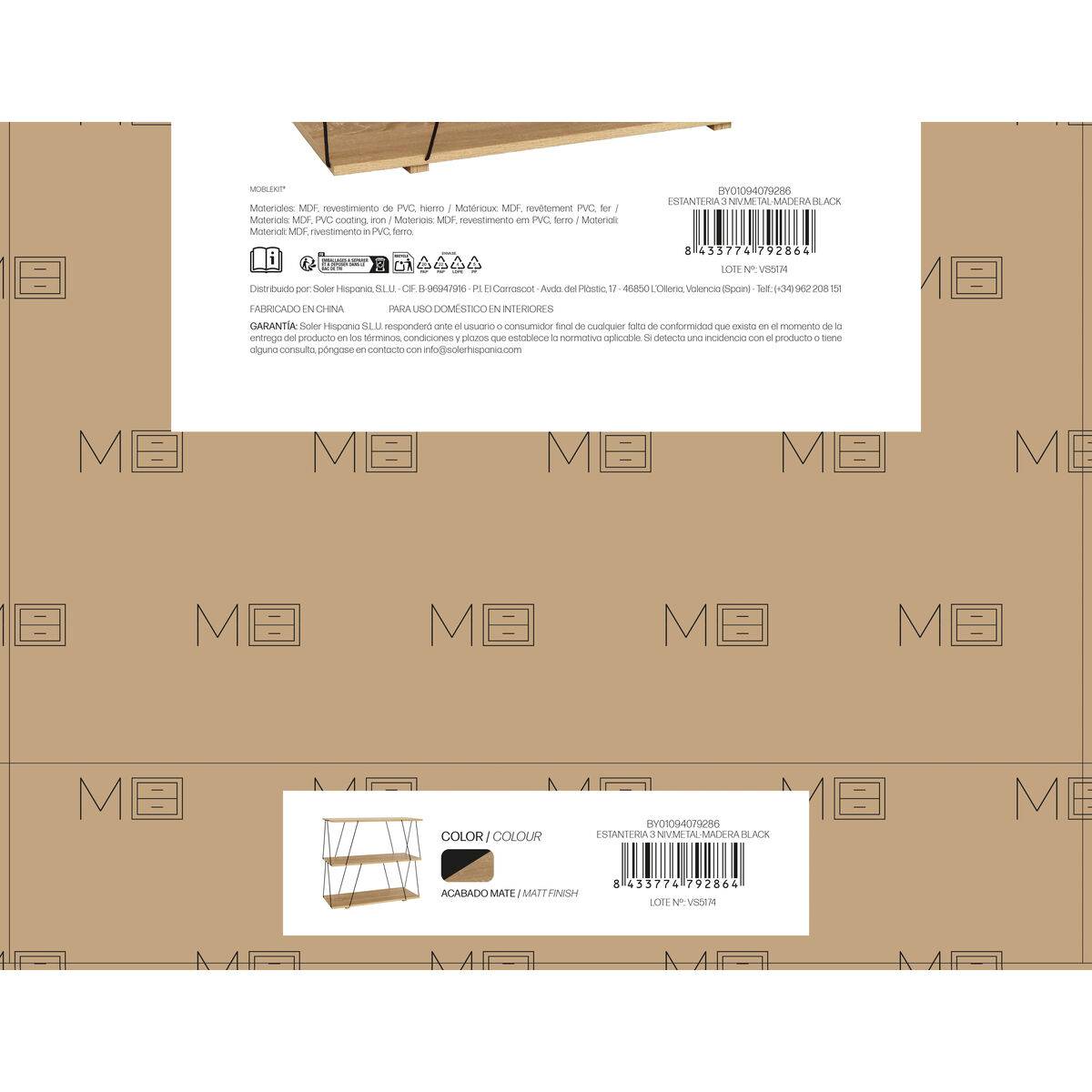 Estantería MobleKit Marrón Negro Madera Metal 80 x 30 x 71,2 cm (2 Unidades)
