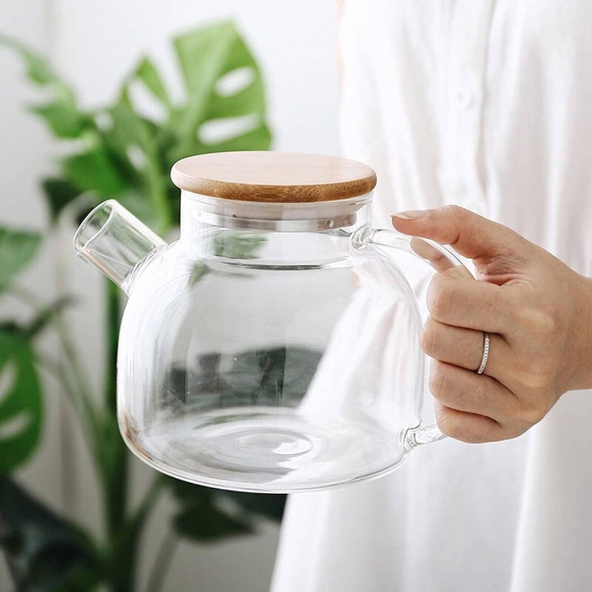 Tetera La Mediterránea Marrón Transparente Bambú Vidrio de Borosilicato 1 L (12 Unidades)