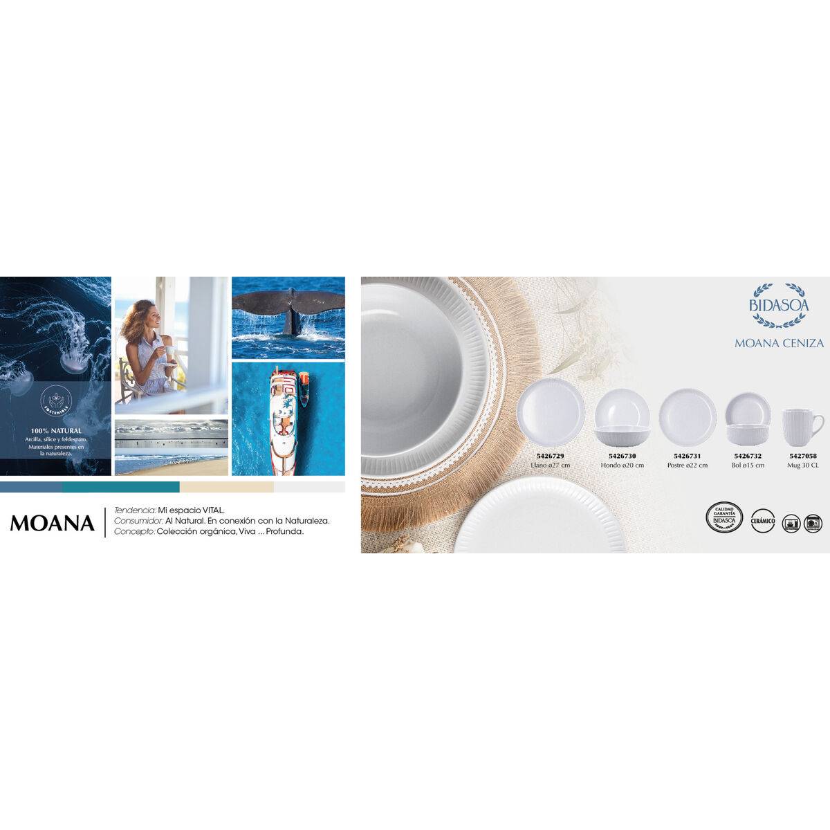 Plato de Postre Bidasoa Moana Gris Cerámica Ø 21,5 cm (12 Unidades)