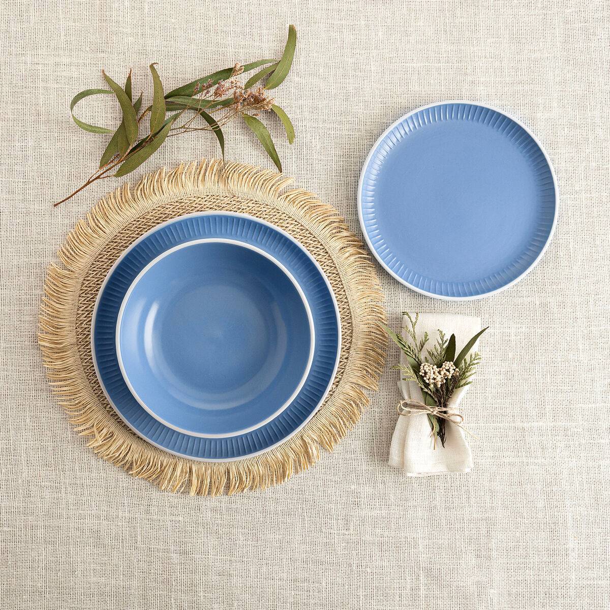 Plato de Postre Bidasoa Moana Azul Cerámica Ø 21,5 cm (12 Unidades)