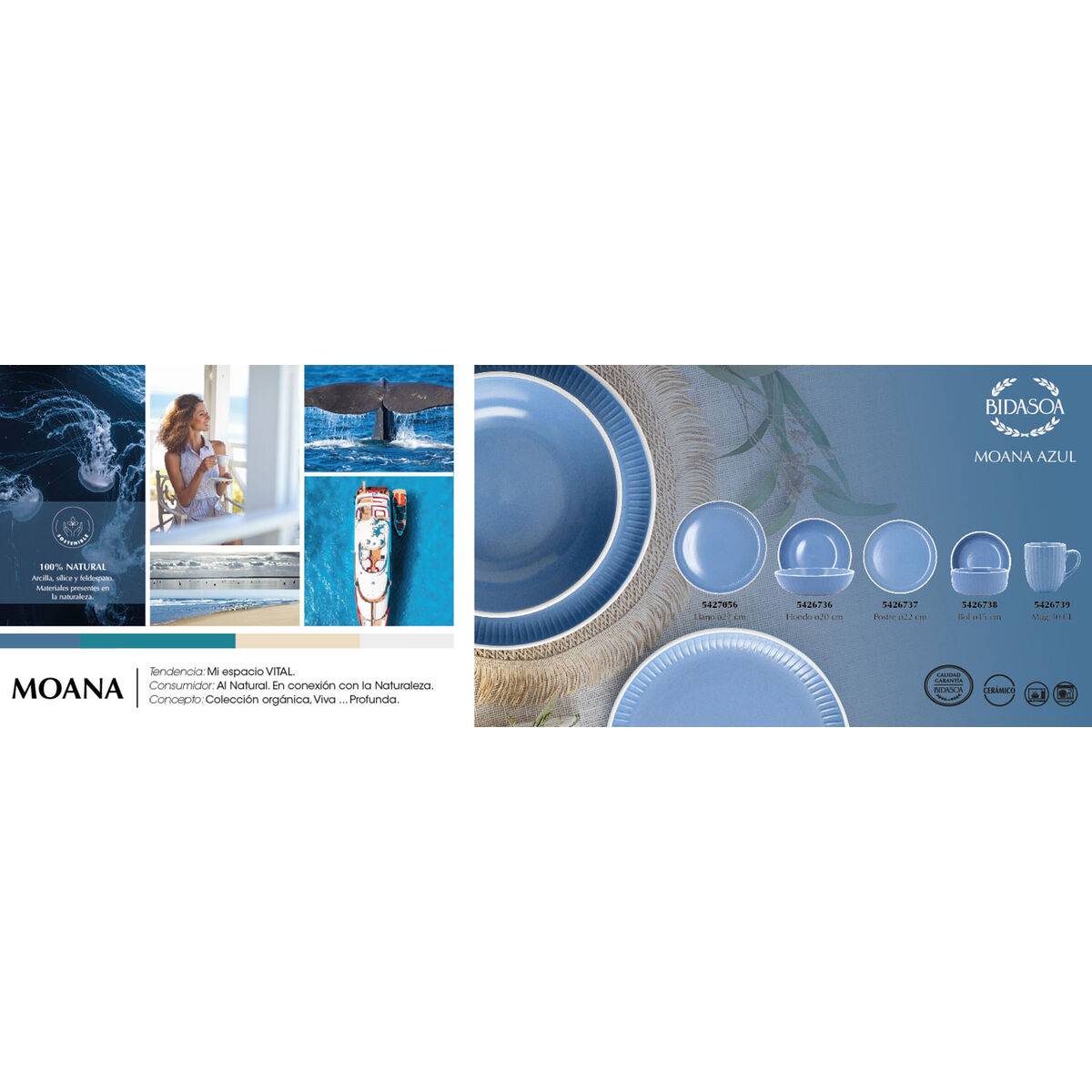 Plato de Postre Bidasoa Moana Azul Cerámica Ø 21,5 cm (12 Unidades)