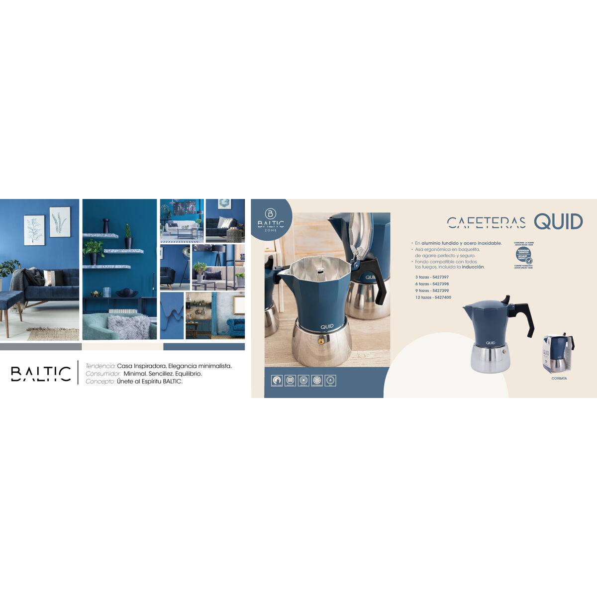 Cafetera Italiana Quid Baltic Blanco Metal 9 Tazas (6 Unidades)