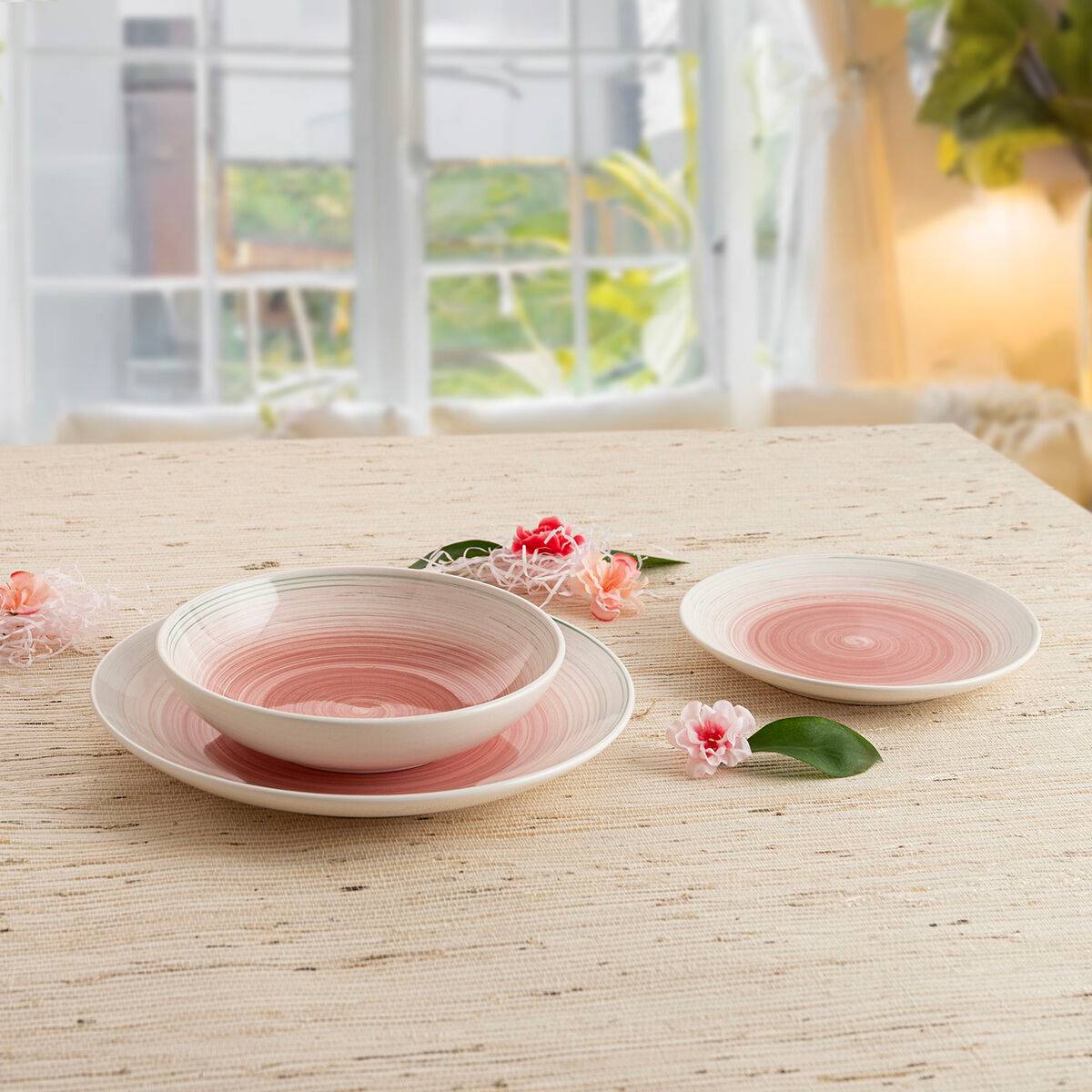Plato de Postre Quid Velvet Rosa Cerámica Ø 19 cm (12 Unidades)