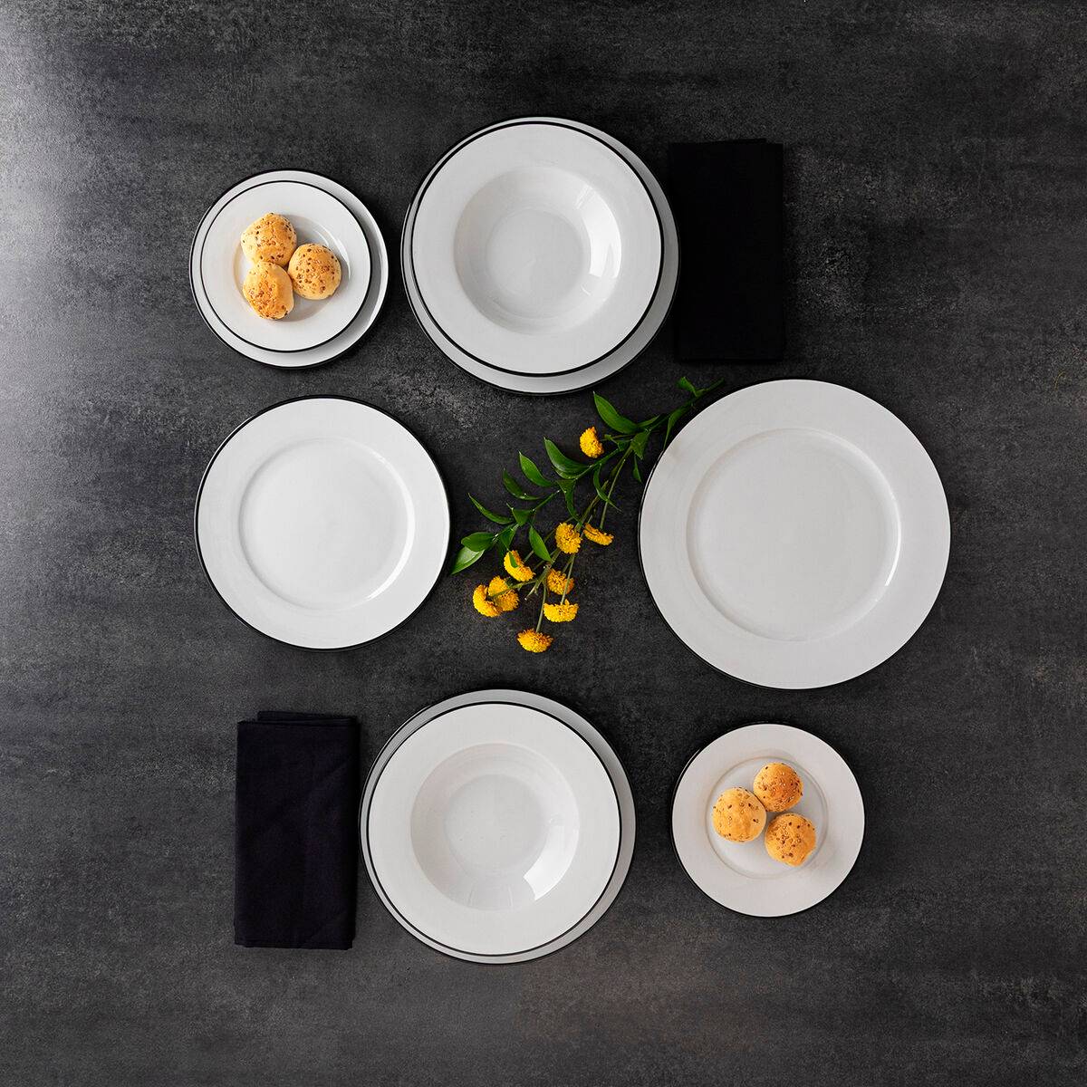Plato de Postre Bidasoa Glacial Filo Blanco Cerámica Ø 19 cm (36 Unidades)