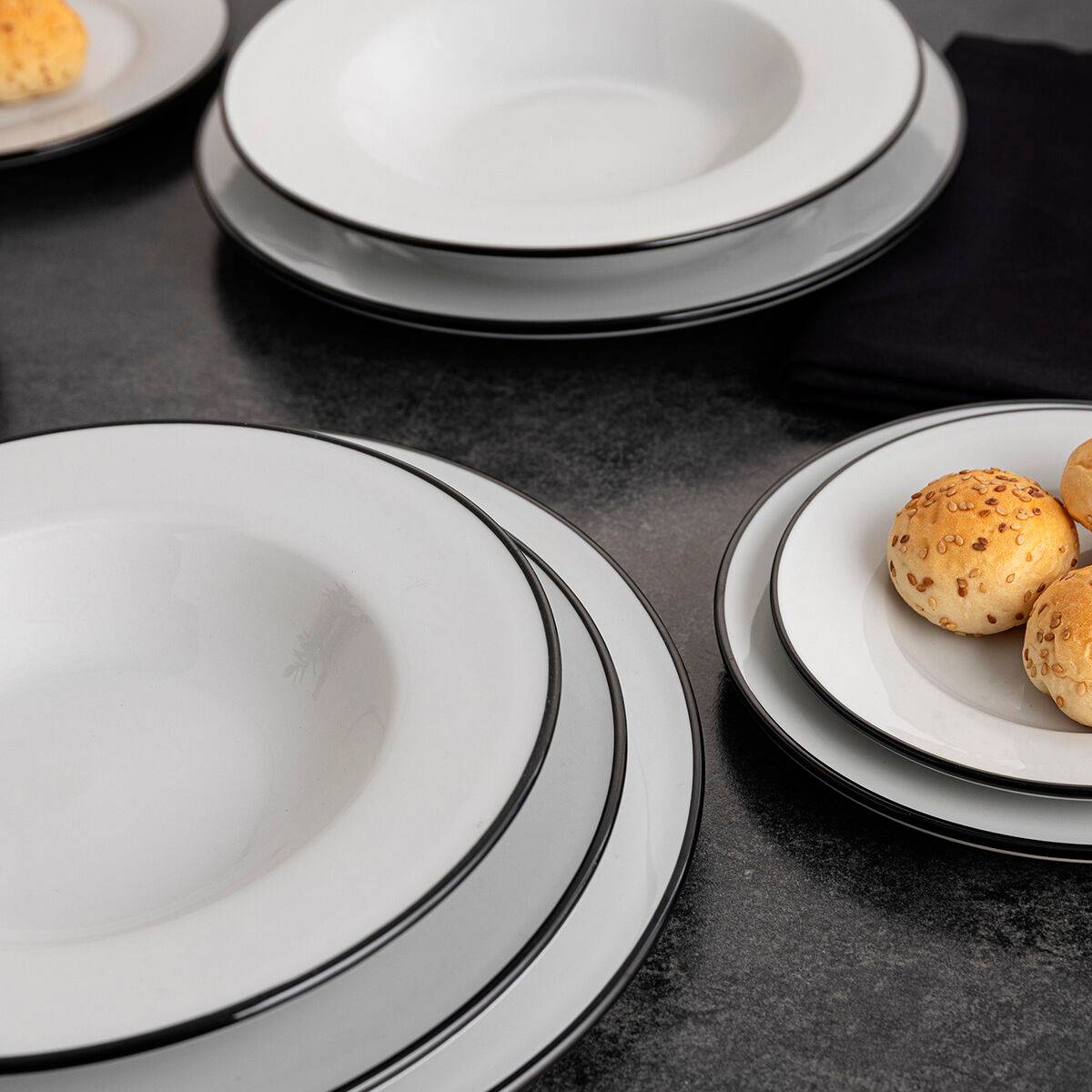 Plato de Postre Bidasoa Glacial Filo Blanco Cerámica Ø 19 cm (36 Unidades)