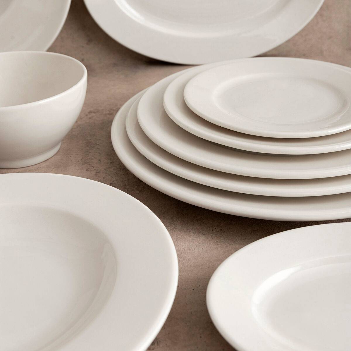 Plato Llano Bidasoa Serenity Hydrozero Blanco Cerámica Ø 17 cm (6 Unidades)