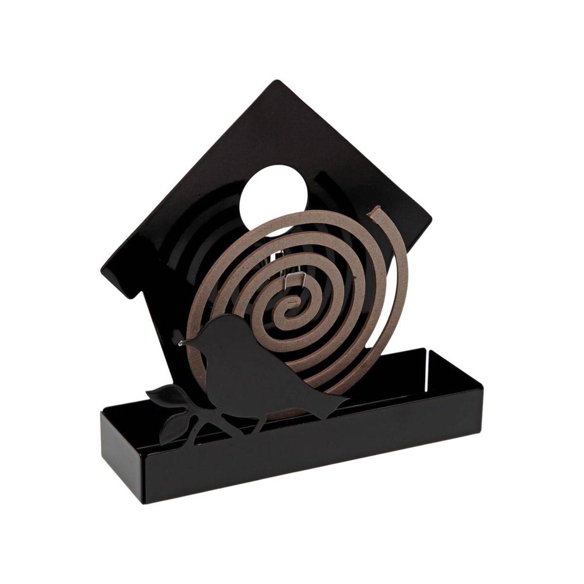 Soporte para espirales antimosquitos Versa Negro Metal 5 x 17 x 17 cm Pájaro